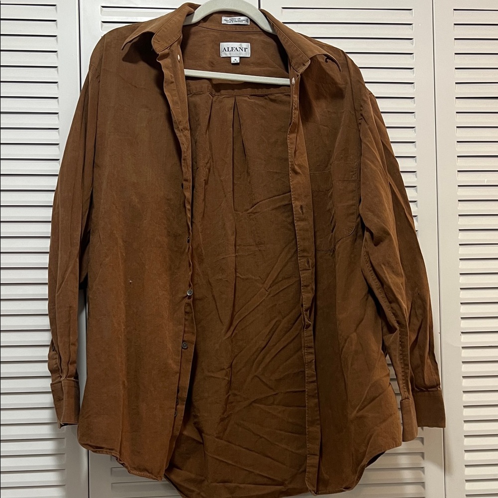Alfani Men's Casual Brown Button Down Shirt